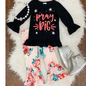 Boutique ruffle Pray Big matching outfit 2T NEW